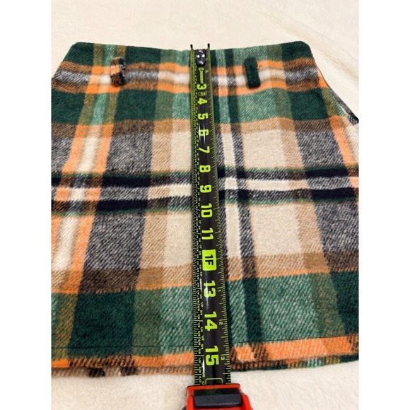Meglio Cosi Green Orange Plaid Mini Skirt Made in Italy Size S 26ART1474 - Picture 9 of 9